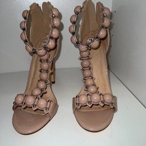 T-Strap Studded Sandal Heels